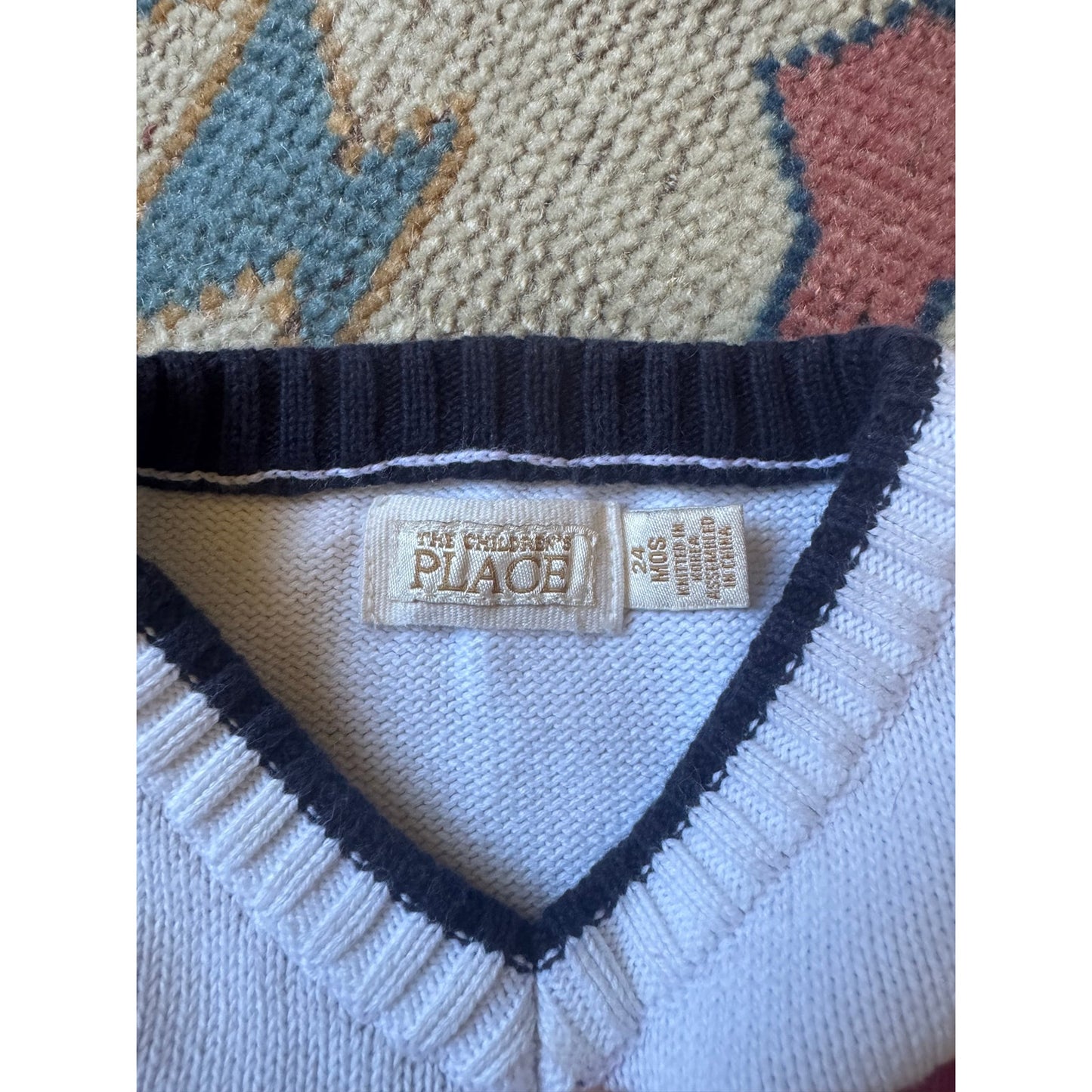 The Children's Place Argyle Sweater Vest Cream | 24M