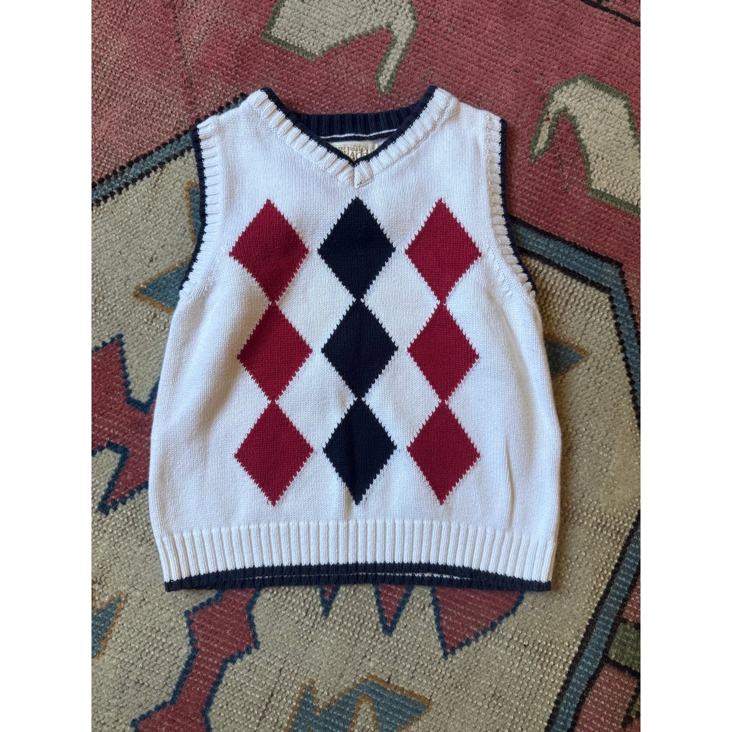 The Children's Place Argyle Sweater Vest Cream | 24M