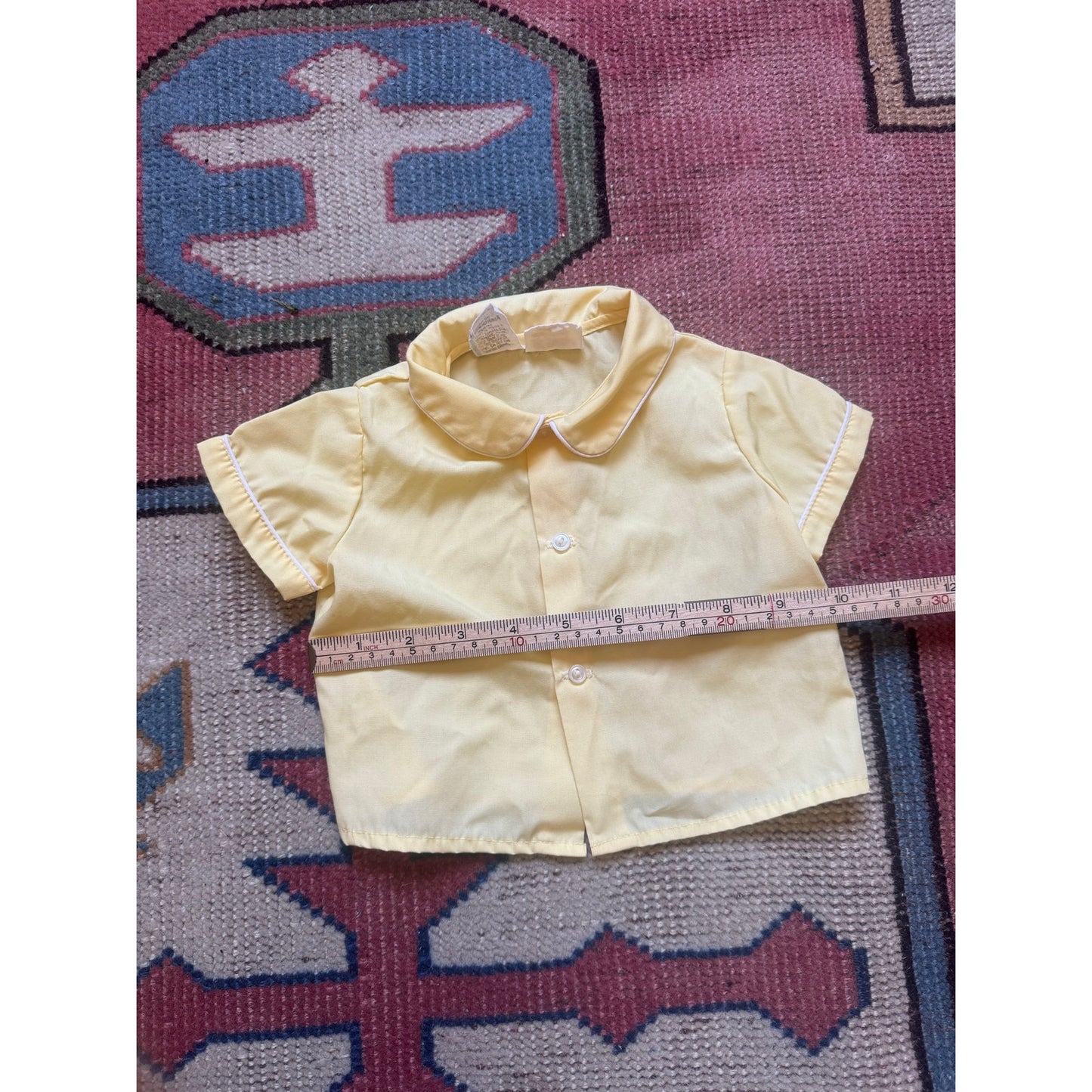 Vintage Yellow Short Sleeve Button Up Shirt | 6-9M