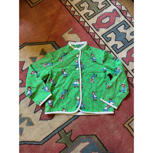 Vintage Handmade Raggedy Ann Andy Jacket Green Cotton Snap Front Toddler 3T