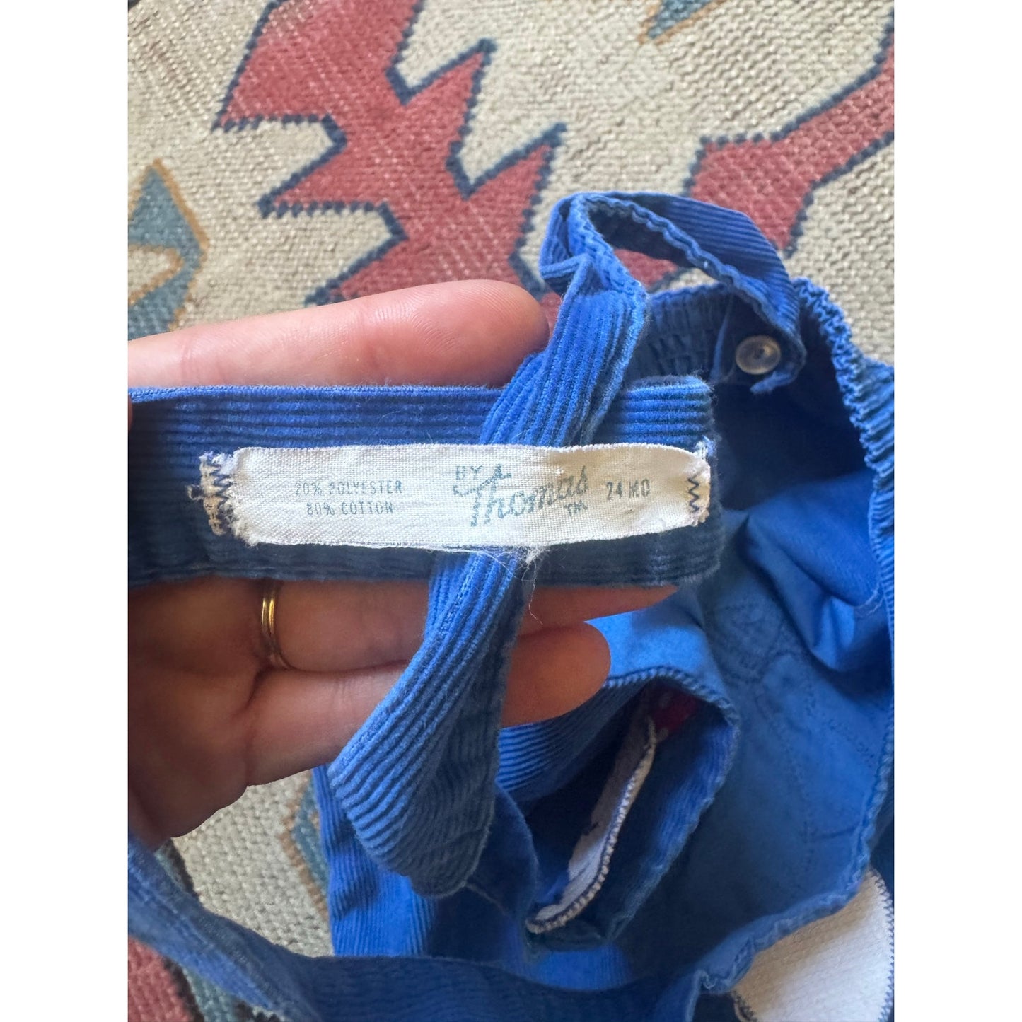 Corduroy blue overalls with elephant | 24 months