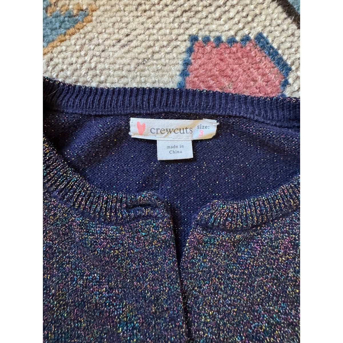 Crewcuts J Crew Girls Navy Sparkle Cardigan Size 3 Button Front Sweater