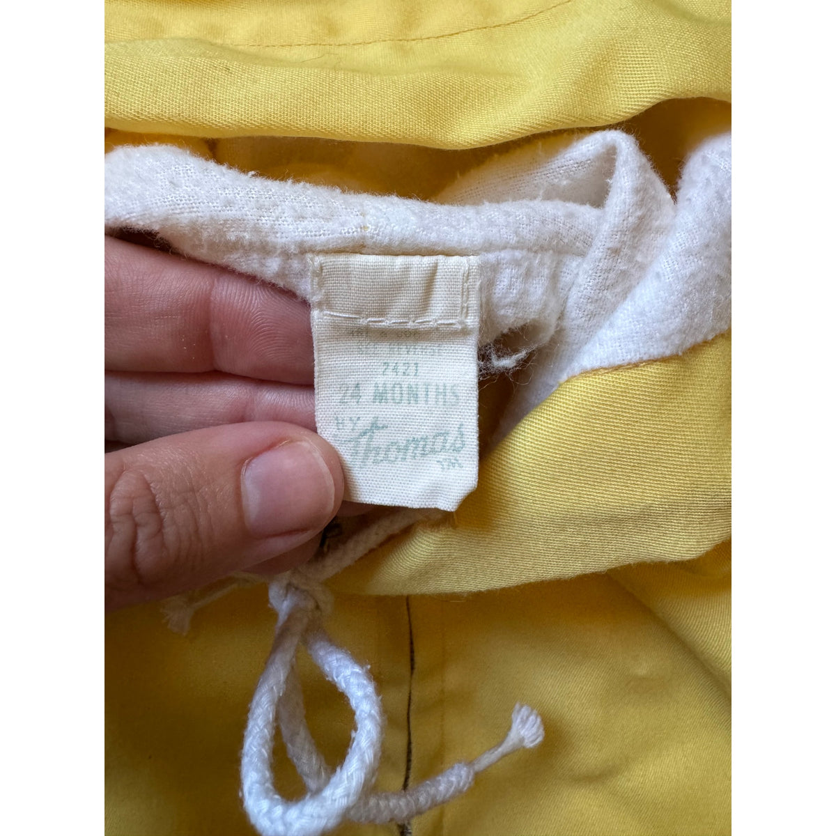 Vintage Thomas Toddler Yellow Hooded Jacket 24 Months Snap Front Drawstring Hood