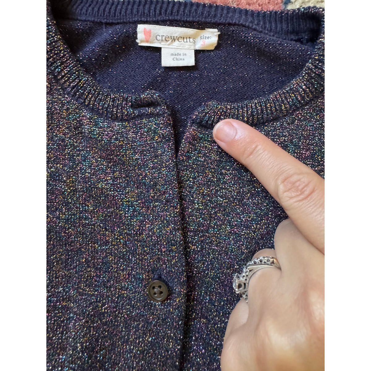 Crewcuts J Crew Girls Navy Sparkle Cardigan Size 3 Button Front Sweater