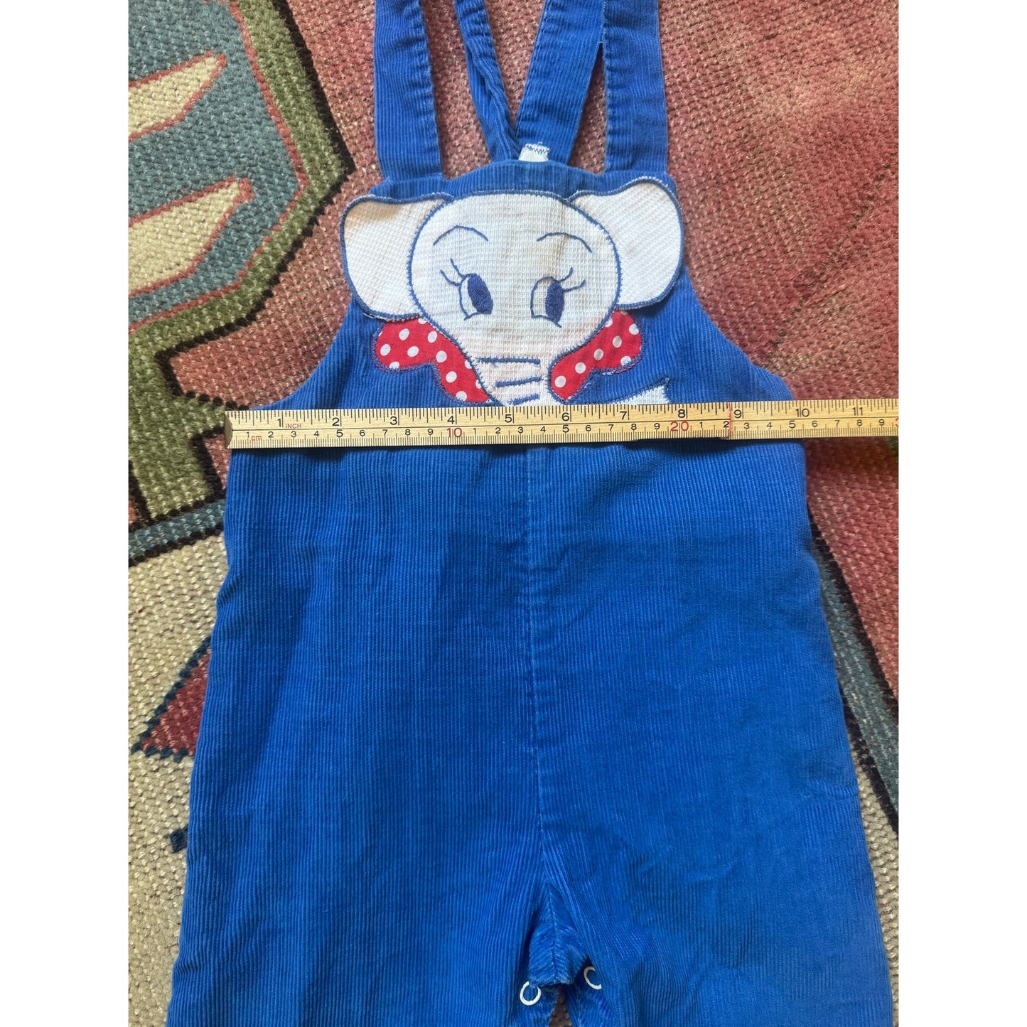 Corduroy blue overalls with elephant | 24 months
