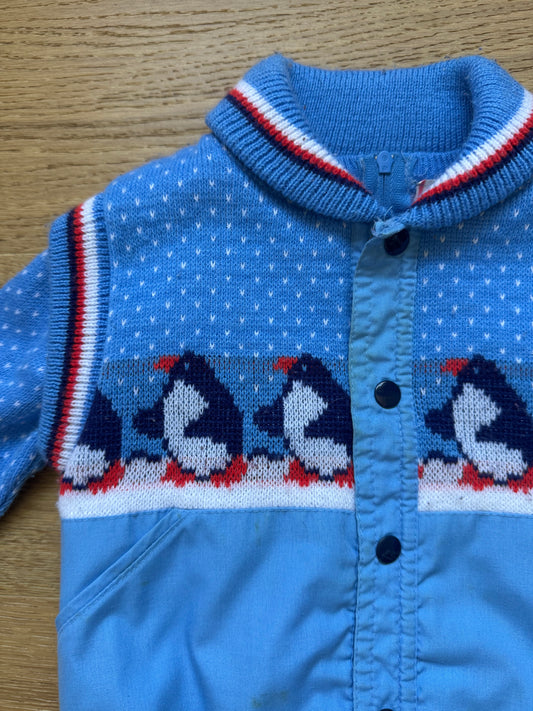 18-24 months | Vintage Toddler Penguin Puffer Vest and Sweater Combo