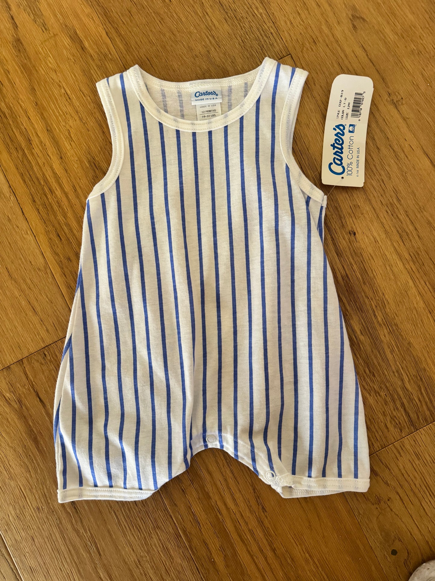 Vintage Carters Blue Striped Onesie