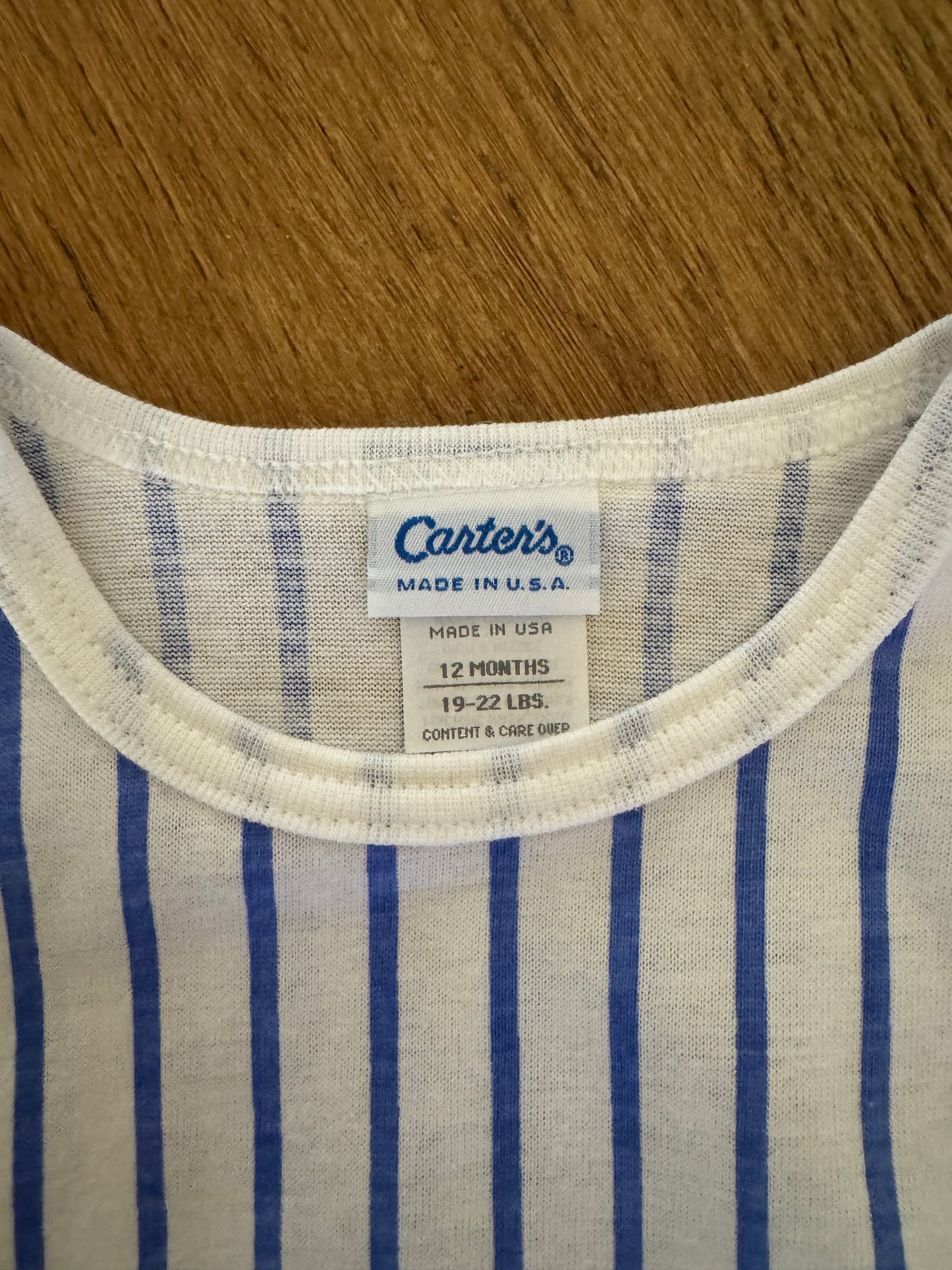 Vintage Carters Blue Striped Onesie