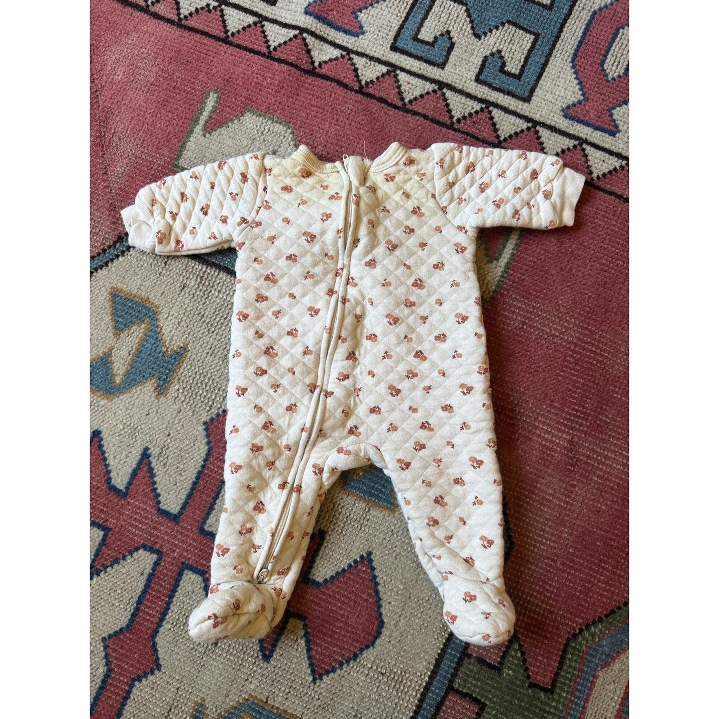 Rabbit Bear Footed Sleeper Cream Polka Dot | 0-3M