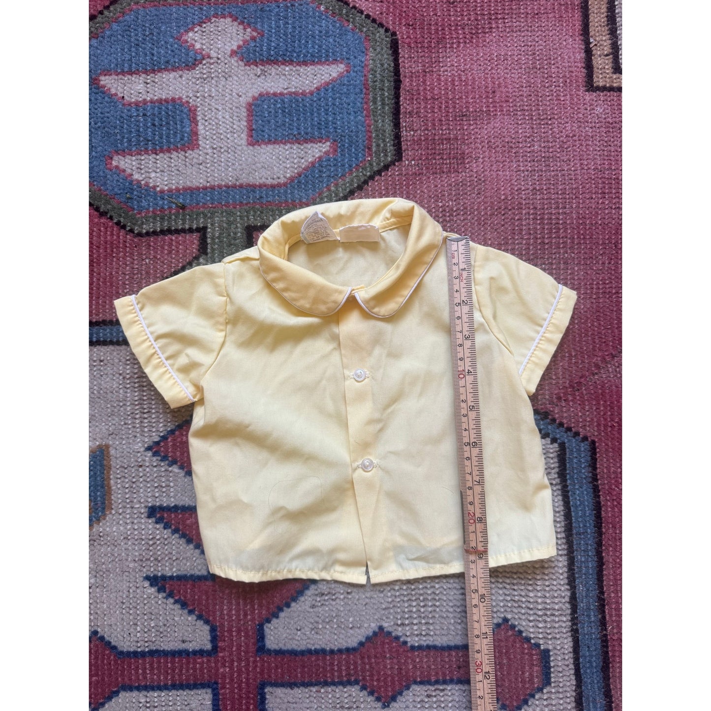 Vintage Yellow Short Sleeve Button Up Shirt | 6-9M