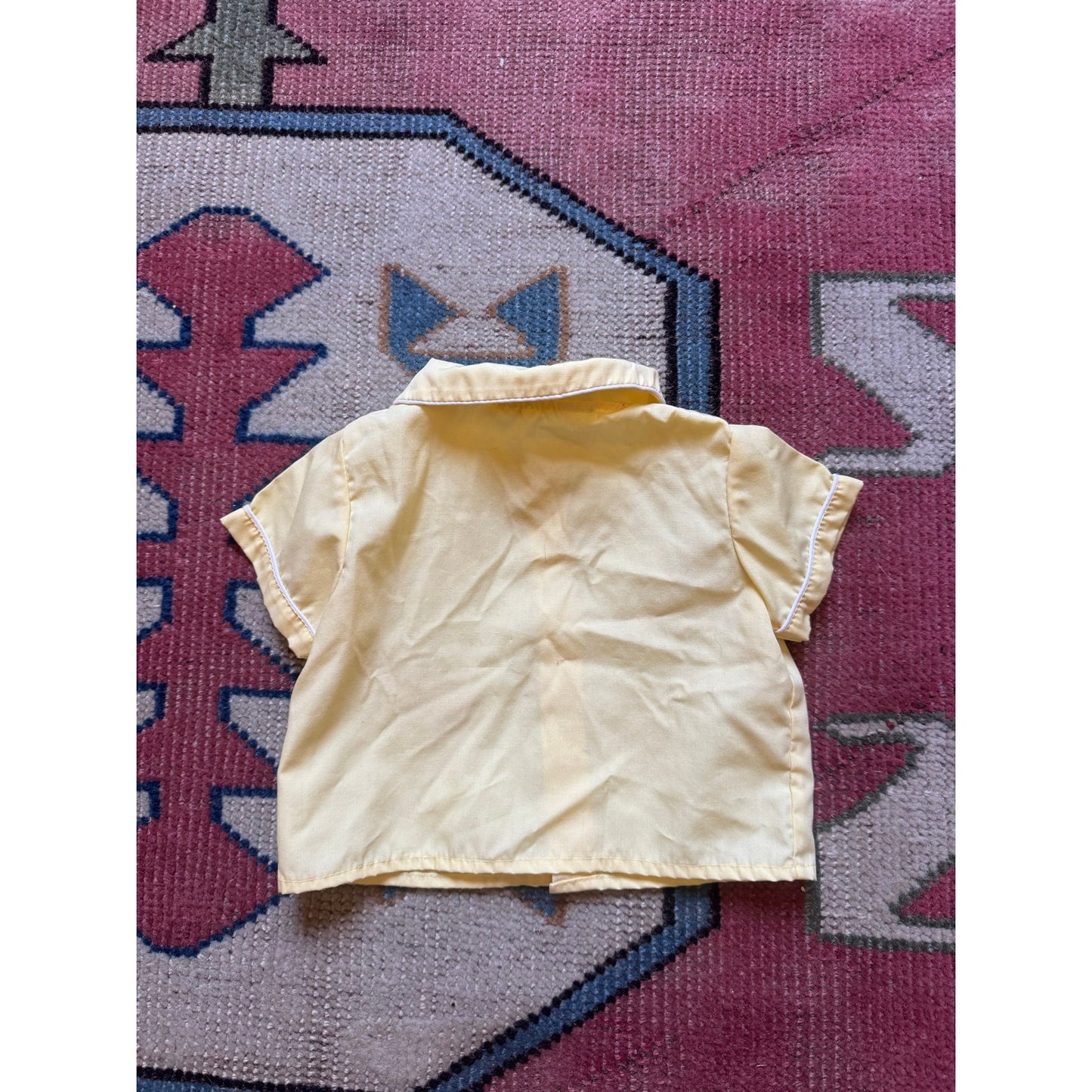 Vintage Yellow Short Sleeve Button Up Shirt | 6-9M