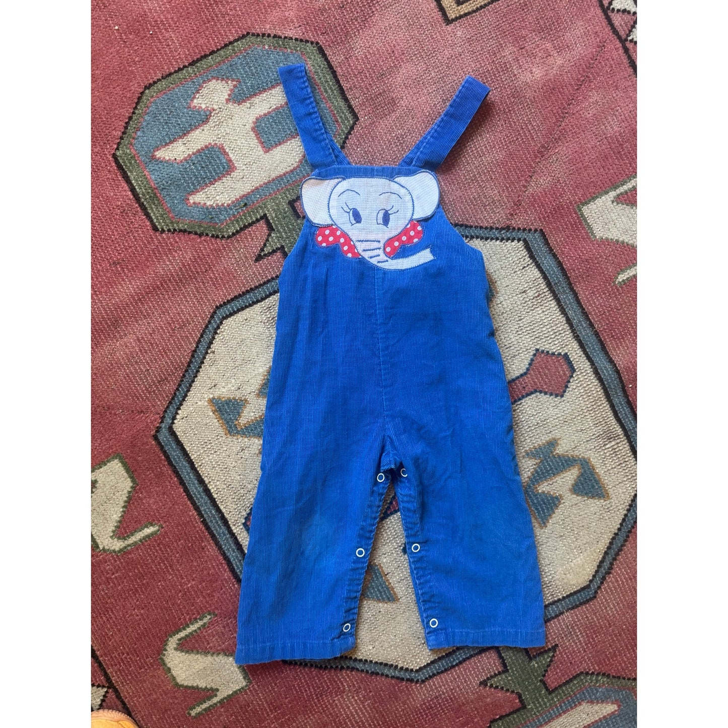 Corduroy blue overalls with elephant | 24 months