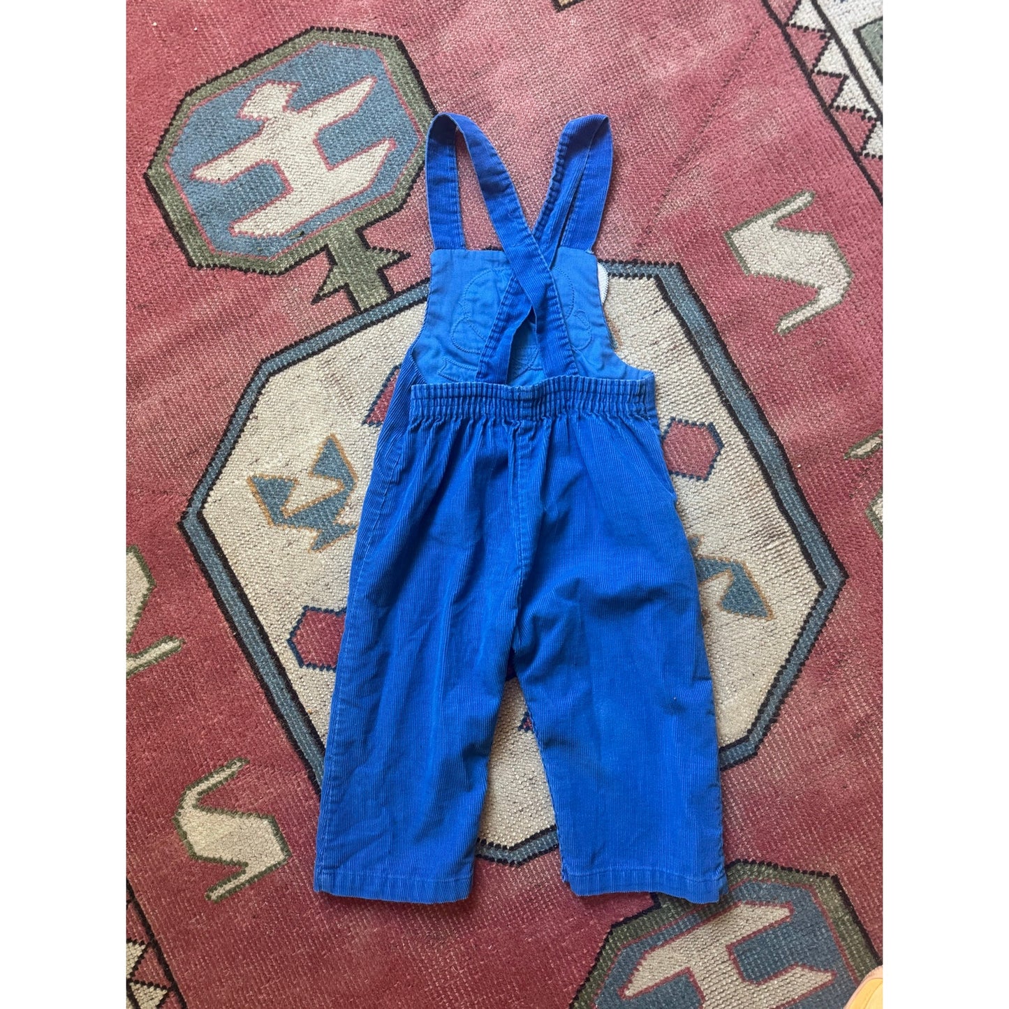 Corduroy blue overalls with elephant | 24 months