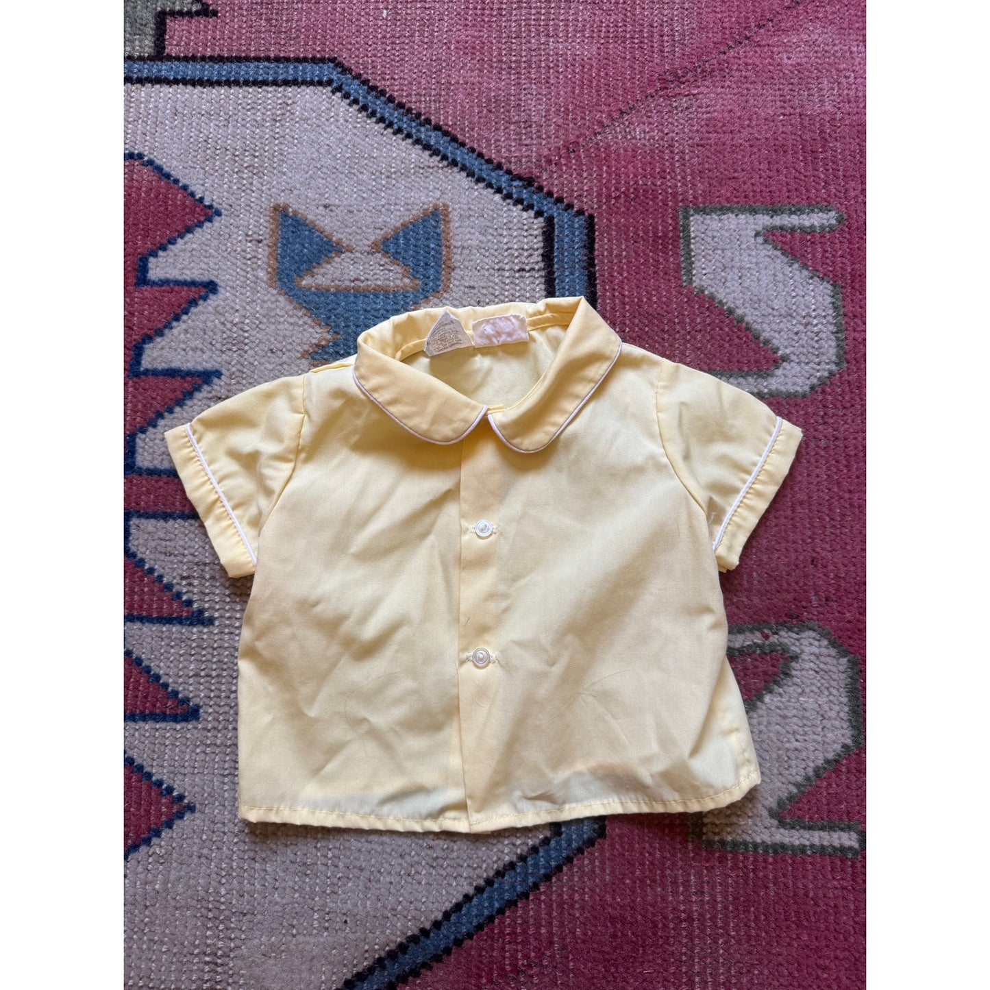 Vintage Yellow Short Sleeve Button Up Shirt | 6-9M